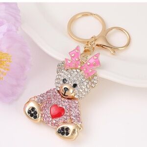 Crystal Teddy bear purse/bag charm keychain